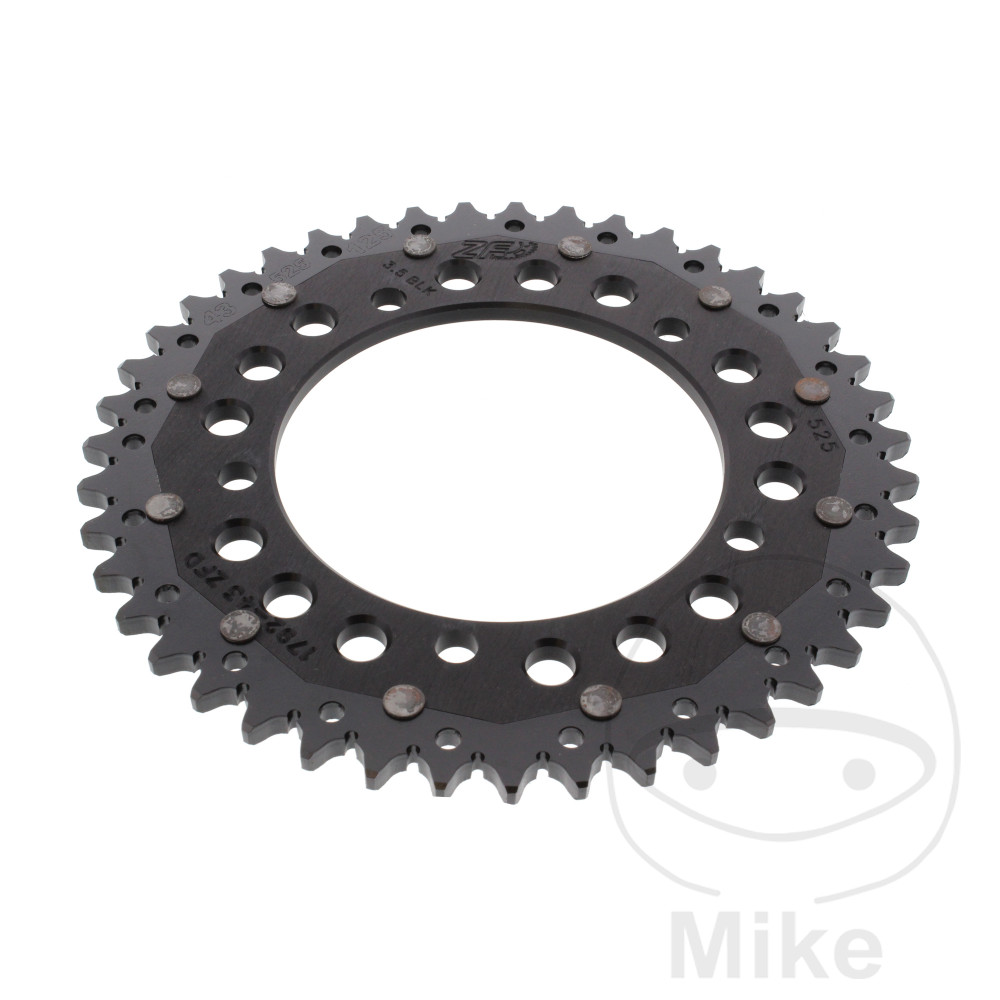 ZF Sprockets rozeta DUA 43Z pro řetěz 525 černá ZF vnitřní průměr 120 rozteč děr 140 KAWASAKI KLV 1000 04-06, SUZUKI DL 650 V-STROM 04-11, DL 650 U3