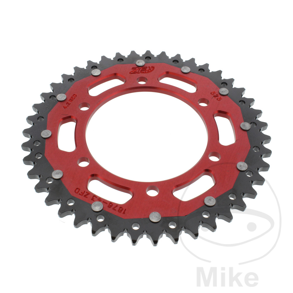 ZF Sprockets rozeta DUA 43Z pro řetěz 525 červená ZF vnitřní průměr 110 rozteč děr 130 SUZUKI GSX-R 600 11-17, GSX-R 600 UF 11-16, GSX-R 600 UE 11-13,