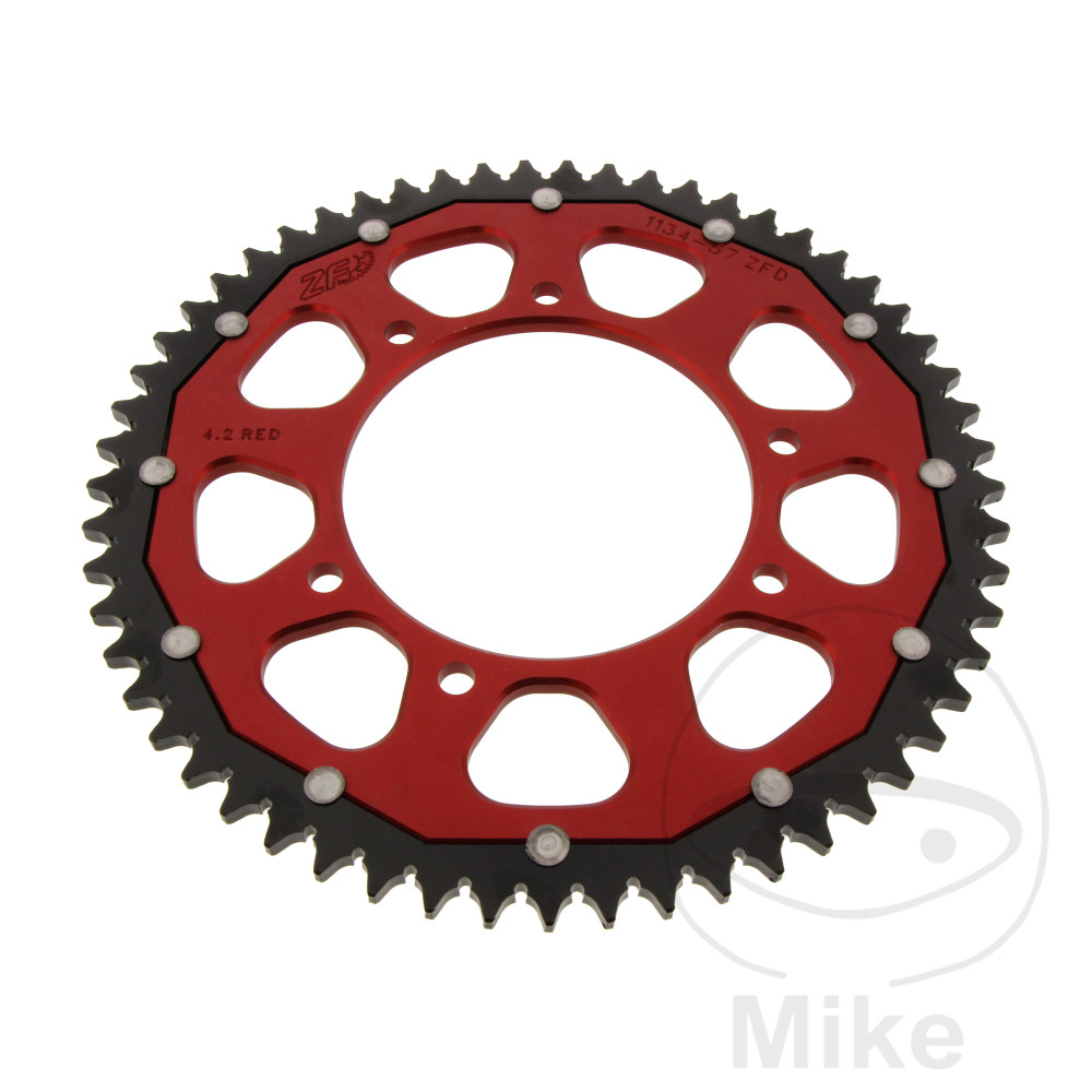 Levně ZF Sprockets rozeta DUA 57Z pro řetěz 428 červená ZF vnitřní průměr 105 rozteč děr 125 DERBI MULHACEN 125 SPEICHENRAD 07-10, SENDA 125 R 04-08, SENDA