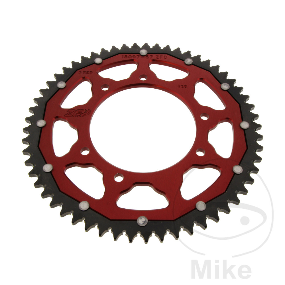 Levně ZF Sprockets rozeta DUA 57Z pro řetěz 428 červená ZF vnitřní průměr 105 rozteč děr 125 APRILIA RX 125 4T ABS 18-20, RX 125 4T ABS EURO5 21-24, RX