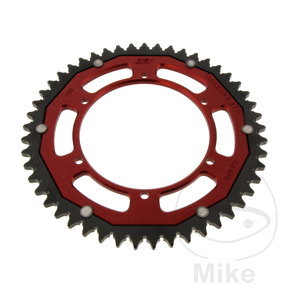 Levně ZF Sprockets rozeta DUA 49Z pro řetěz 428 červená ZF vnitřní průměr 108 rozteč děr 120 DERBI GPR 125 4T RACING 09-16, MULHACEN 125 SPEICHENRAD 07-10,