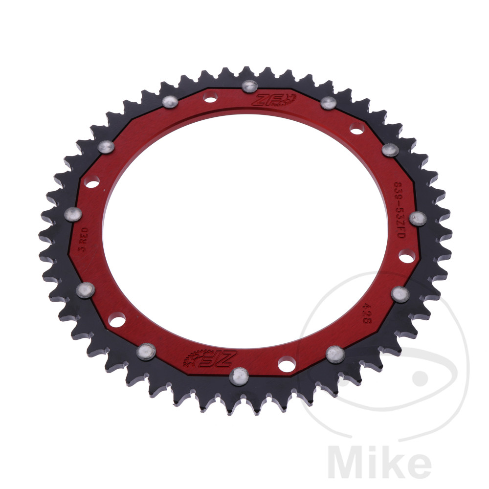 Levně ZF Sprockets rozeta DUA 53Z pro řetěz 428 červená ZF vnitřní průměr 152 rozteč děr 175 YAMAHA DT 125 RE 04-06, DT 125 RE MX EVERTS 05-06, DT 125 X