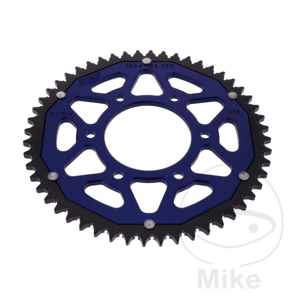 ZF Sprockets rozeta DUA 52Z pro řetěz 428 modrá ZF vnitřní průměr 076 rozteč děr 100 YAMAHA MT 125 14-16, MT 125 A ABS 14-19, MT 125 A ABS MTN125-A 20-25, R 125 125 A WORLD GP 60TH ANNIVERSARY ABS YZF125-A 22-23, R 125 125 A ABS YZF125-A 22-25, XSR 125