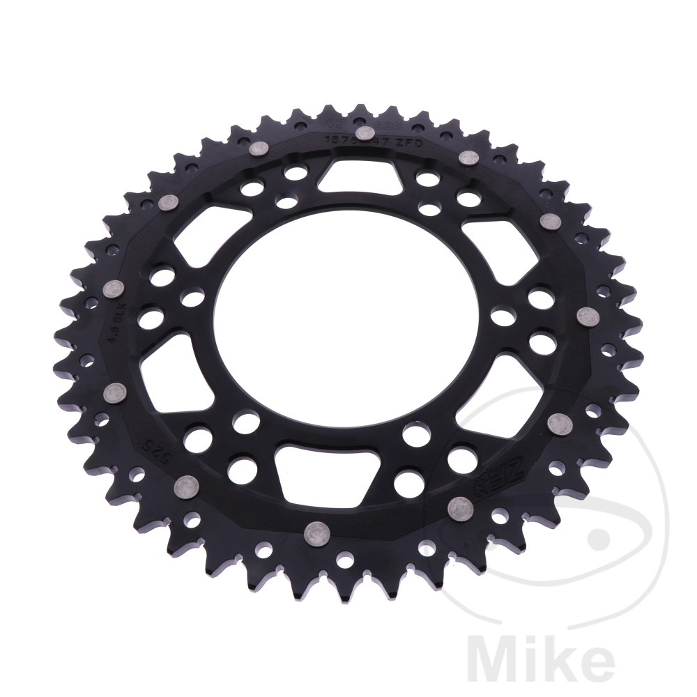 ZF Sprockets rozeta DUA 47Z pro řetěz 525 černá ZF vnitřní průměr 110 rozteč děr 130 SUZUKI GSX-R 600 11-17, GSX-R 600 UF 11-16, GSX-R 600 UE 11-13,