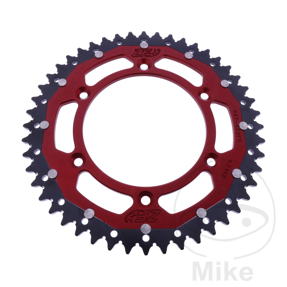 ZF Sprockets rozeta DUA 48Z pro řetěz 520 červená ZF vnitřní průměr 125 rozteč děr 150 BETA ALP 40 350 FARBE ROT 24-25, ALP 40 350 FARBE WEISS 24-25, ALP X 350 FARBE DUNKELGRAU 24-25, ALP X 350 FARBE GRAU 24-25, CFMOTO MT 800 LIMITED EDITION ABS 23-24, MT