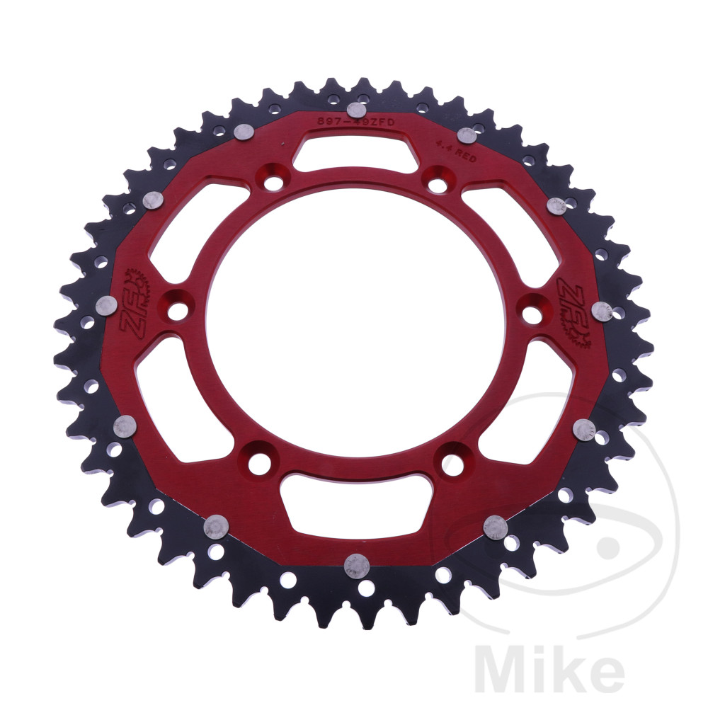 ZF Sprockets rozeta DUA 49Z pro řetěz 520 červená ZF vnitřní průměr 125 rozteč děr 150 BETA ALP 40 350 FARBE ROT 24-25, ALP 40 350 FARBE WEISS 24-25, ALP X 350 FARBE DUNKELGRAU 24-25, ALP X 350 FARBE GRAU 24-25, CFMOTO MT 800 LIMITED EDITION ABS 23-24, MT