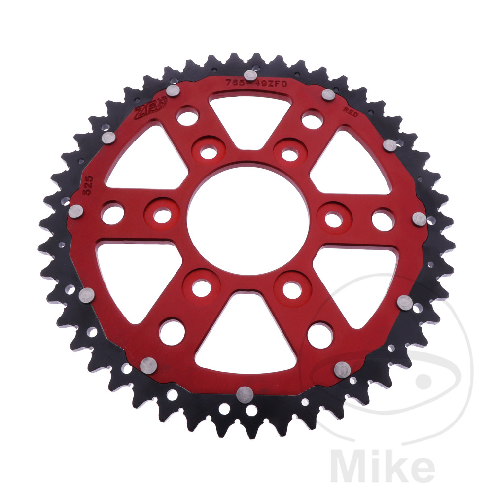ZF Sprockets rozeta DUA 49Z pro řetěz 525 červená ZF vnitřní průměr 073 rozteč děr 103 DUCATI DESERT X 950 ABS 22-25, DESERT X 950 DISCOVERY ABS 25, DESERT X RALLY 950 ABS 24-25, MULTISTRADA 950 V2 ABS 21-24, MULTISTRADA 950 V2 S ABS 21-24, MULTISTRAD