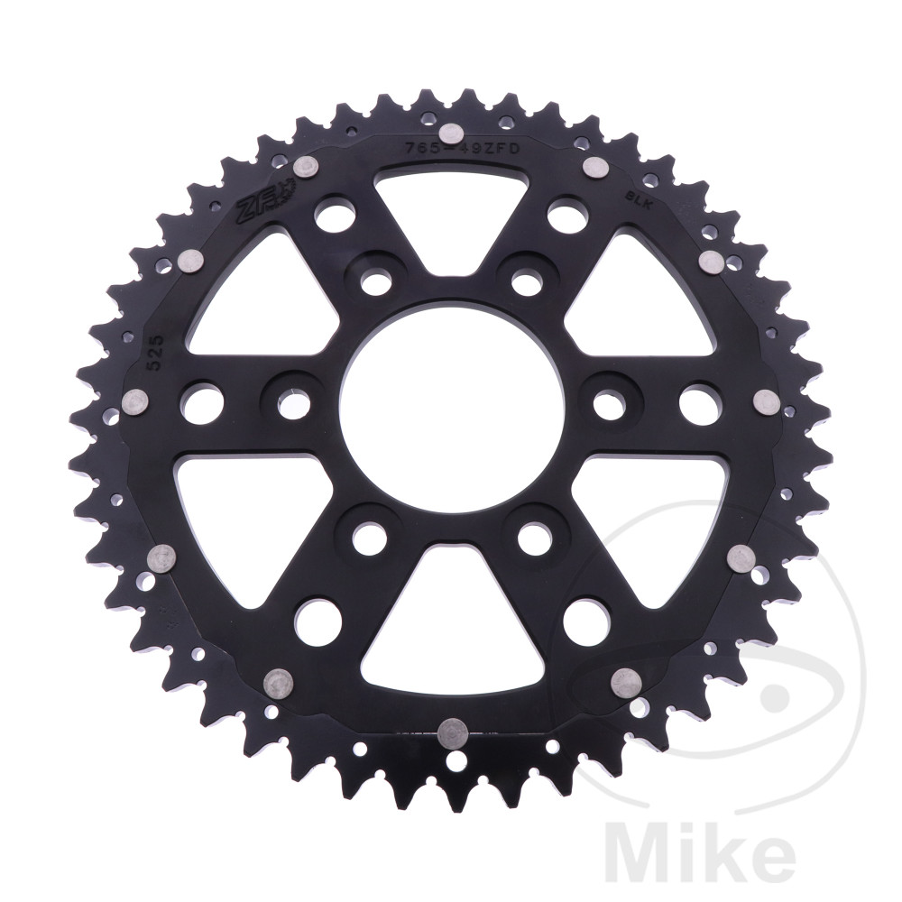 ZF Sprockets rozeta DUA 49Z pro řetěz 525 černá ZF vnitřní průměr 073 rozteč děr 103 DUCATI DESERT X 950 ABS 22-25, DESERT X 950 DISCOVERY ABS 25, DESERT X RALLY 950 ABS 24-25, MULTISTRADA 950 V2 ABS 21-24, MULTISTRADA 950 V2 S ABS 21-24, MULTISTRADA