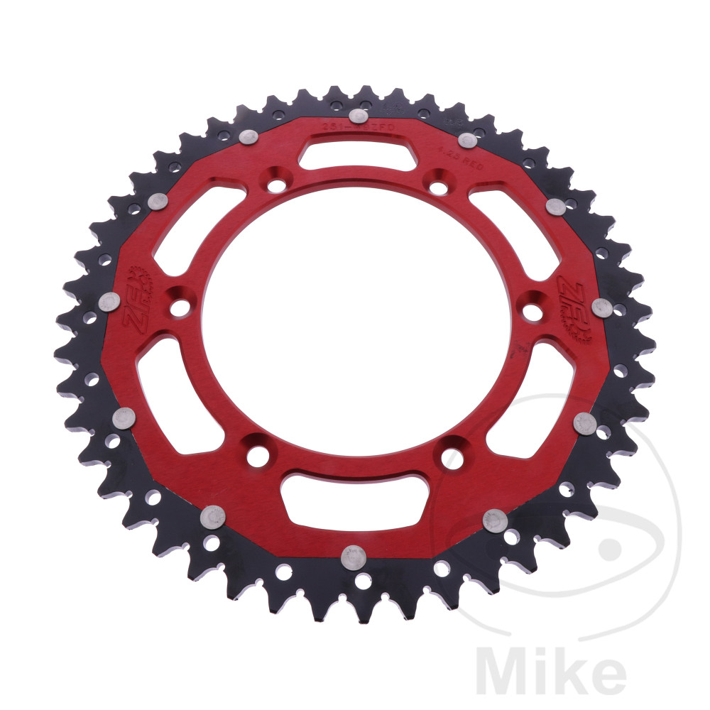 ZF Sprockets rozeta DUA 49Z pro řetěz 520 červená ZF vnitřní průměr 130 rozteč děr 150 FANTIC XE 125 2T 20-25, XE 300 2T IE ENDURO ABS 24, XEF 250 4T ENDURO ABS 22-25, XEF 250 4T ENDURO LAUNCH VERSION ABS 24, XEF 250 4T RACING ENDURO 21, XEF 310 4T ENDURO