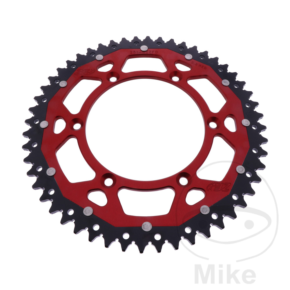 ZF Sprockets rozeta DUA 52Z pro řetěz 520 červená ZF vnitřní průměr 130 rozteč děr 150 FANTIC XE 125 2T 20-25, XE 300 2T IE ENDURO ABS 24, XEF 250 4T ENDURO ABS 22-25, XEF 250 4T ENDURO LAUNCH VERSION ABS 24, XEF 250 4T RACING ENDURO 21, XEF 310 4T ENDURO
