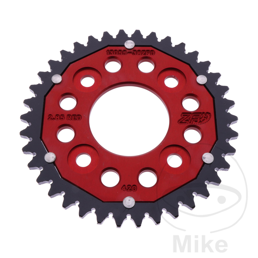 ZF Sprockets rozeta DUA 38Z pro řetěz 420 červená ZF vnitřní průměr 058 rozteč děr 090 HONDA MSX 125 A GROM ABS 21-24, Z 125 MA MONKEY ABS 22-25