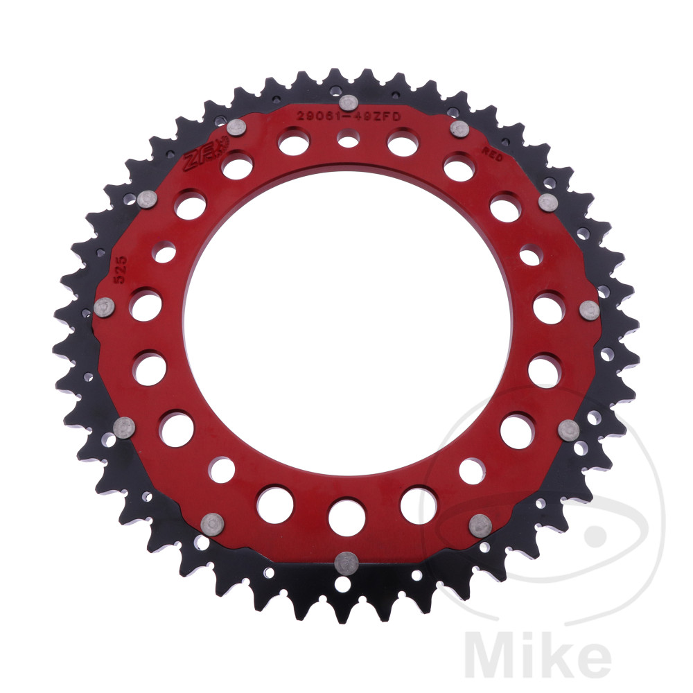 ZF Sprockets rozeta DUA 49Z pro řetěz 525 červená ZF vnitřní průměr 140 rozteč děr 169 INDIAN FTR 1200 ABS 19-25, FTR 1200 S ABS 19-22, FTR 1200 A2 ABS 19-25, FTR 1200 R 100% CARBON ABS 24-25, FTR 1200 R CARBON ABS 21-25, FTR 1200 R RACE REPLICA ABS 19