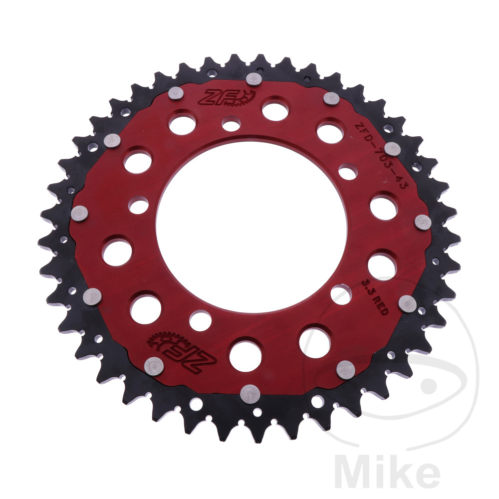 ZF Sprockets rozeta DUA 43Z pro řetěz 520 červená ZF vnitřní průměr 100 rozteč děr 120 APRILIA RS 125 EXTREMA/REPLICA 95-12, RS 125 EXTREMA/REPLICA 80 KM/H 97-12, RS 660 ABS 20-25, RS 660 EXTREMA ABS 23-24, RS 660 FACTORY ABS 25, RS 660 LIMITED EDITION A