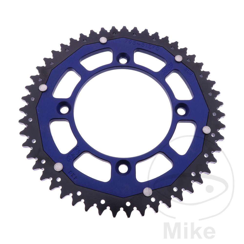 ZF Sprockets rozeta DUA 51Z pro řetěz 428 modrá vnitřní průměr 100 rozteč děr 120 YAMAHA YZ 85 LW 19/16 PALCŮ 02-19, YZ 85 LW 19/16 ZOLL 20-26