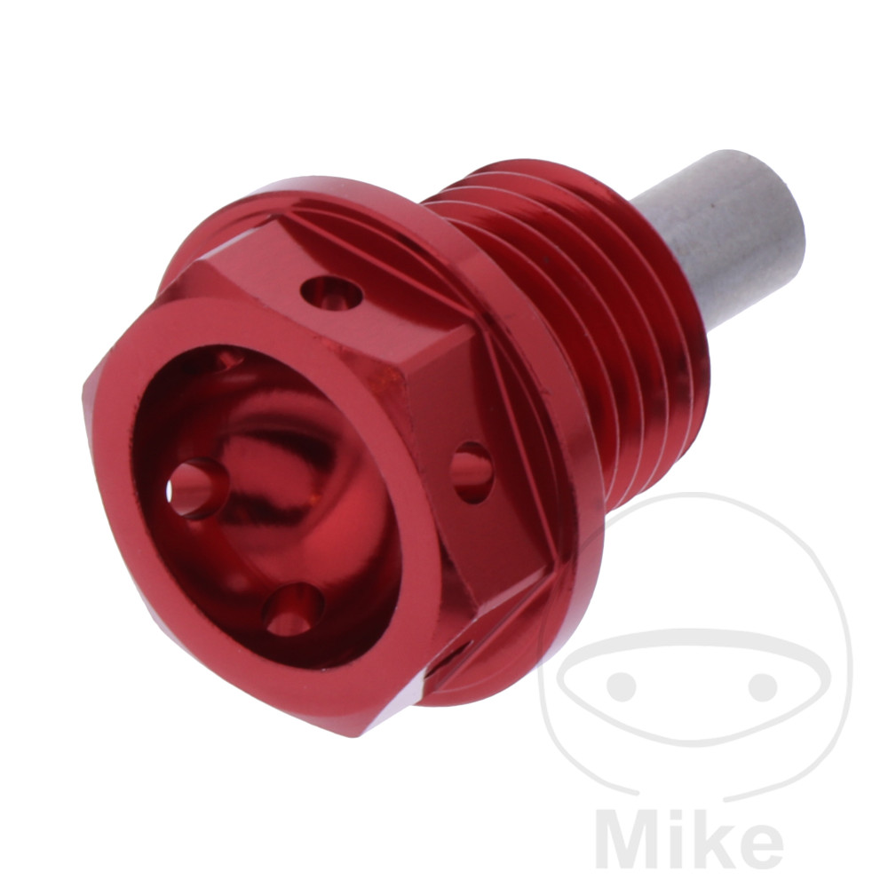 JMP výpustný šroub s magnetem M14X1.50 mm 12 mm Alu Racing červený ADLY/HER CHEE/HERKULES HURRICANE 450 S SPORT LOF 17-21, CHEE/HERKULES HURRICANE 450 SM SUPERMOTO LOF 17-21, CHEE/HERKULES HURRICANE 500 LOF 08-10, CHEE/HERKULES HURRICANE 500 S LOF 09-19