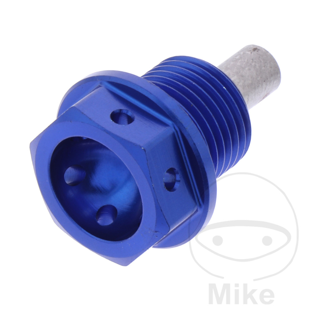 JMP magnetic oil drain bolt MAG BO M14X1.25 mm 12 mm Alu Racing blue AJP PR7 650 18-20, PR7 650  EURO5 21-24, PR7 650 GOLD EDITION EURO5 24, CAGIVA NAVIGATOR 1000  GUSSRAD 00-01, NAVIGATOR 1000  KOLO S VÝPLETEM 02-05, NAVIGATOR 1000  LITÁ KOLA 02-05, NAVI