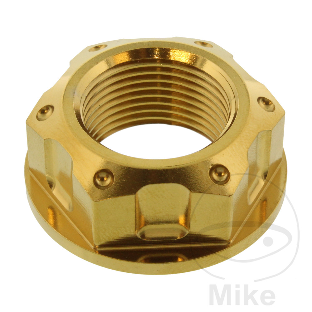 JMP matice M22X1.50 mm nerez V4A zlatý HONDA CB 1100 A  ABS LITÁ KOLA 13, CB 1300 F SUPER FOUR 03-04, CB 1300 SA SUPER BOL`DOR ABS 05-09, CB 1300 SUPER FOUR 05, CB 1300 A SUPER FOUR ABS 05-09, CBR 600 RR 03-16, CBR 600 RRA  ABS 13-16...