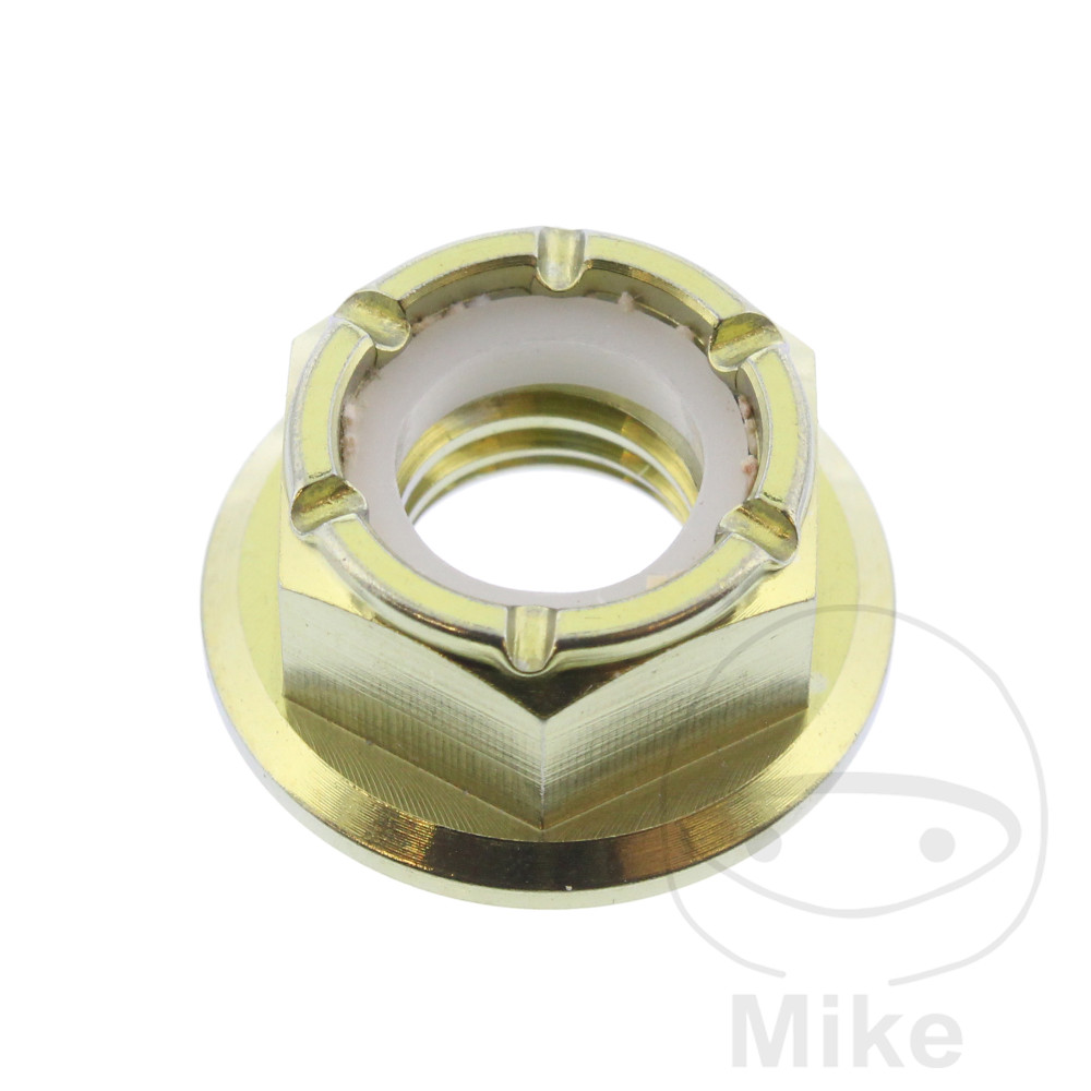 Levně JMP vázací matka M8X1.25 mm Titan zlatý APRILIA PEGASO 650 97-00, PEGASO 650 IE 01-04, PEGASO 650 IE FACTORY 07-10, PEGASO 650 GARDA 98-00, PEGASO