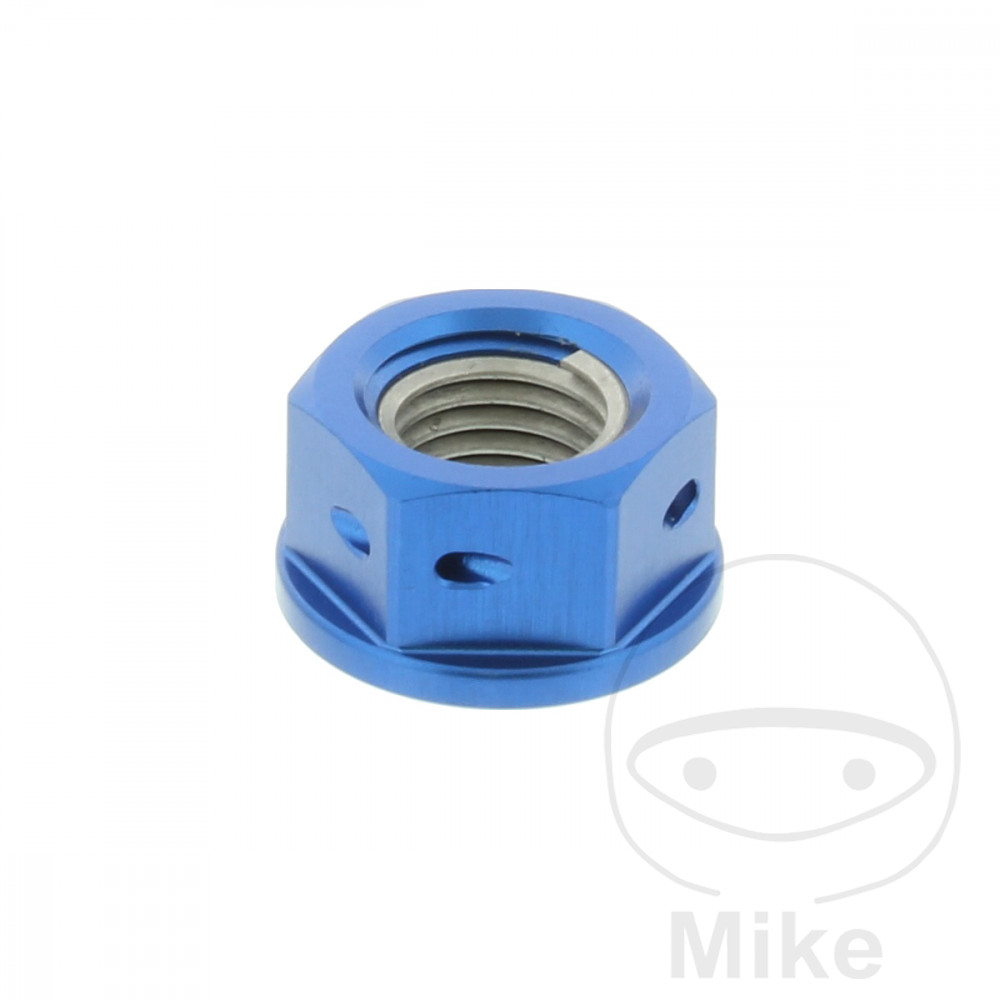JMP matka řetězového kolečka M10 x 1.25 mm Alu Racing modrý APRILIA DORSODURO 900 ABS 17-21, RS 457 ABS 24-25, RS 660 ABS 22-25, RS 660 EXTREMA