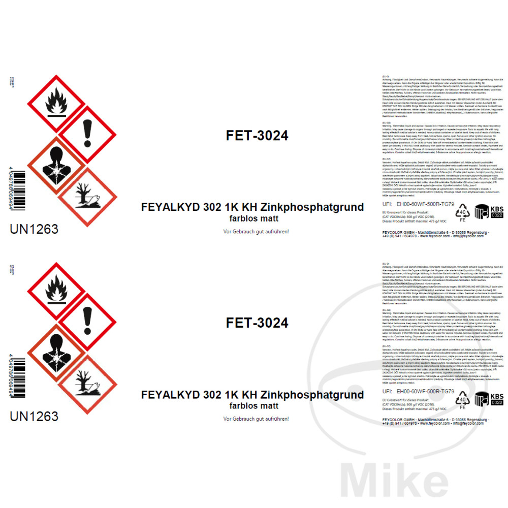Feycolor Zinc Phosphate Primer Label BLANKO - 2 pcs