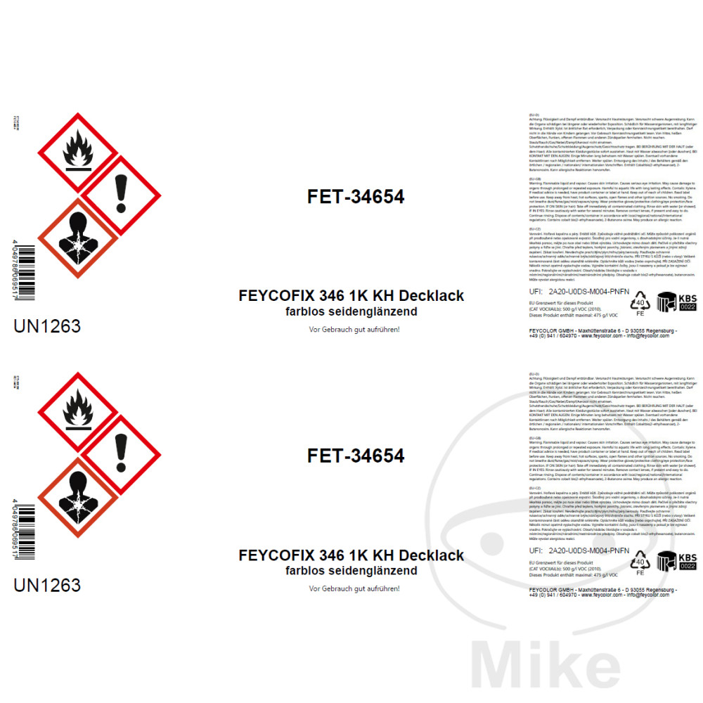 Feycolor KH Topcoat Semi-Gloss Label - 2 pcs