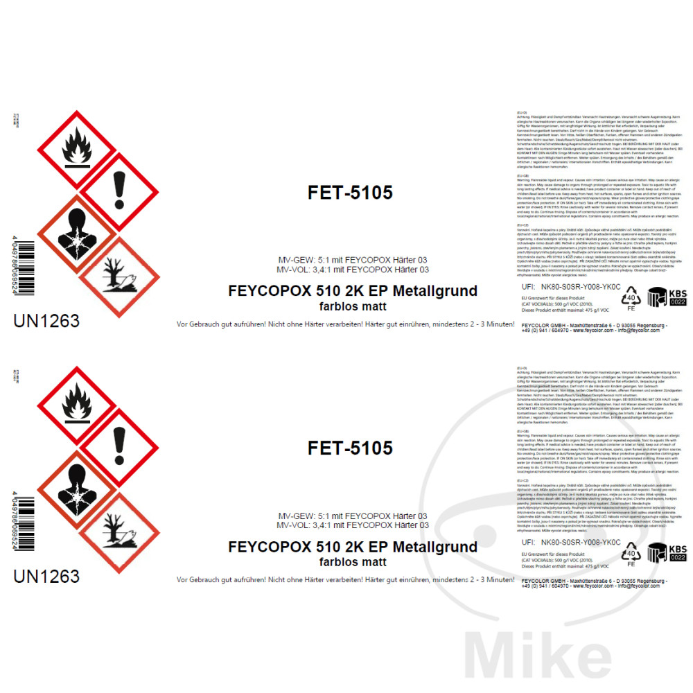 Feycolor 2K METALLGRUND BLANKO Label - 2 pcs