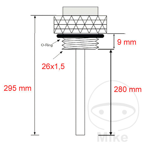 JMP měrka teploty oleje M 26X1.5 mm BMW R 65 1SERIE 78-80, R 65 2SERIE 80-85, R 80 ST 82-85, R 80 RT 82-84, R 80 RT/2  MONOLEVER 84-95, R 80 RT/2  MONOLEVER 91-95, R 80 R 91-94...