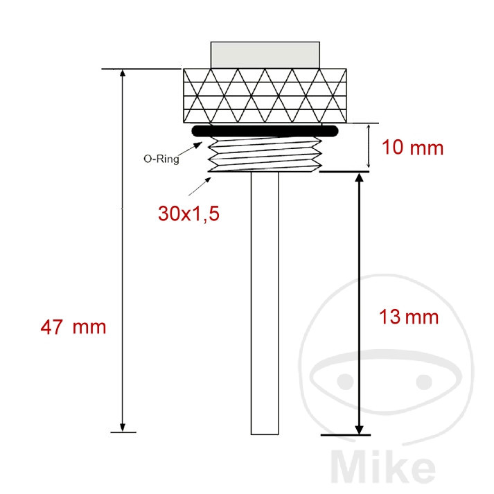 JMP ukazatel teploty oleje 30X1.5MM KAWASAKI ZX-12R 1200 NINJA 00-06, ZX-9R 900 NINJA 98-03, ZX-9R 900 NINJA KAT 98-99, ZX-9R 900 NINJA KATALYZÁTOR 98-99