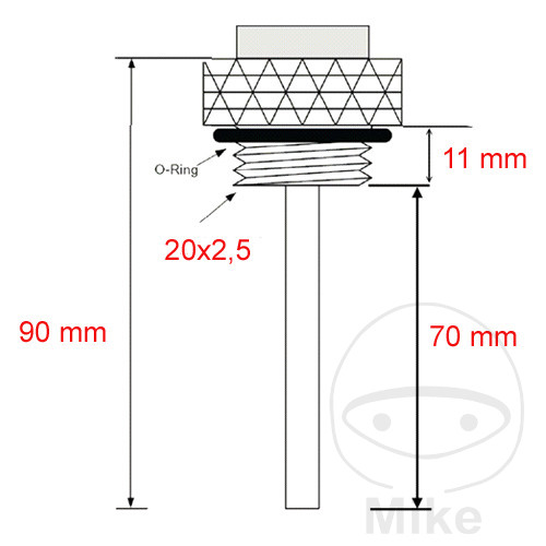 JMP měrka teploty oleje M 20X2.5 mm HONDA CB 500 96-03, VT 125 C SHADOW 99-08, VT 125 C2 SHADOW 00-02, VT 125 C SHADOW 80 KM/H 99-05, VT 125 C2 SHADOW 80 KM/H 00-02, KYMCO MXER 150 03-07, YAMAHA XTZ 750 H SUPER TENERE 89-97...