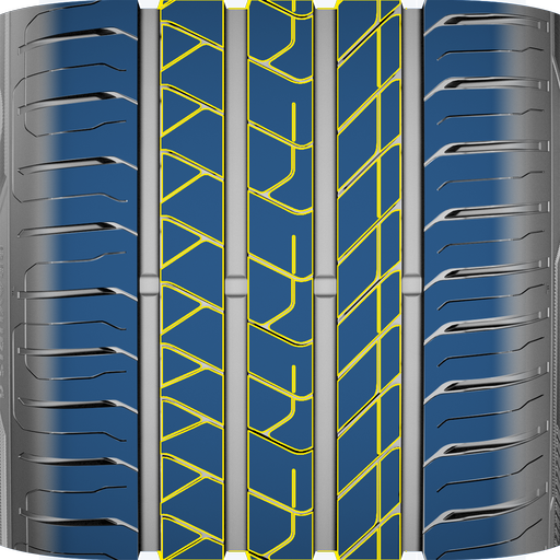 Větší povrch pneumatiky a optimalizovaný vzorek běhounu nabízejí lepší přilnavost a zajišťují spolehlivé brzdění a ovladatelnost na suché vozovce. S BRAVURIS 6 se můžeš spolehnout na hladkou a bezpečnou jízdu, a to i za deštivého počasí.