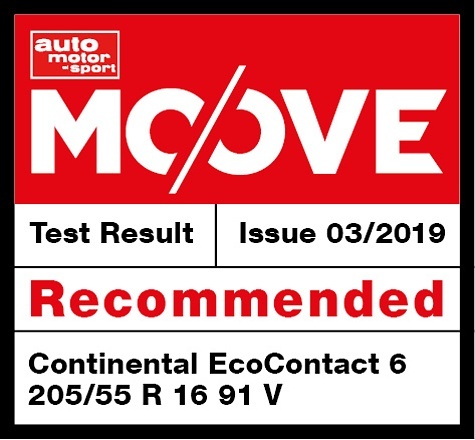 Doporučeno testem Auto, Motor und Sport 2019 v rozměru 205/55 R16