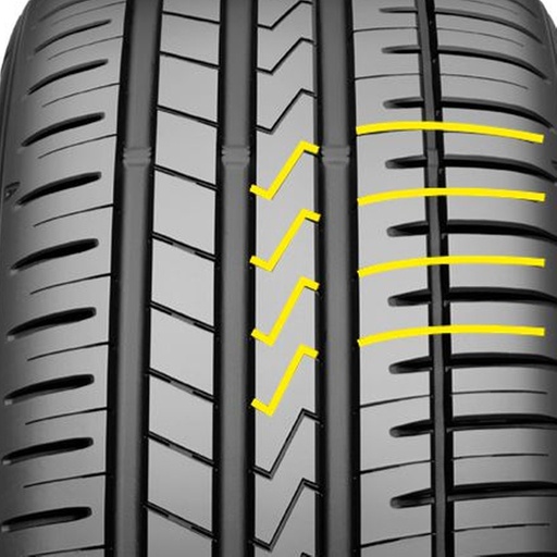 'OSTRÝ' VYSOCE VÝKONNÝ PROFIL<br>
Optimalizovaná stopa při zatáčení<br>
Účinně proráží vodní film<br>
Skvělé zatáčení a lepší výkon na mokru