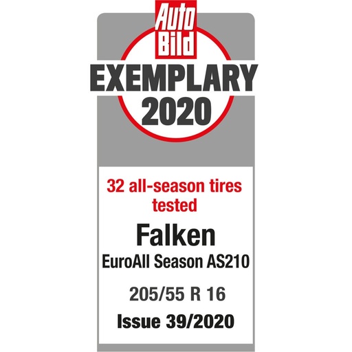 Hodnocena jako příkladná v testu pneumatik Auto Bild 2020 v rozměru 205/55 R16