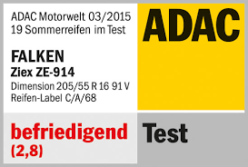 Test ADAC 2015 v rozměru 205/55 R16 - hodnocení Uspokojivá