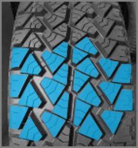 Blokový dezén přináší vynikající trakci v terénu.