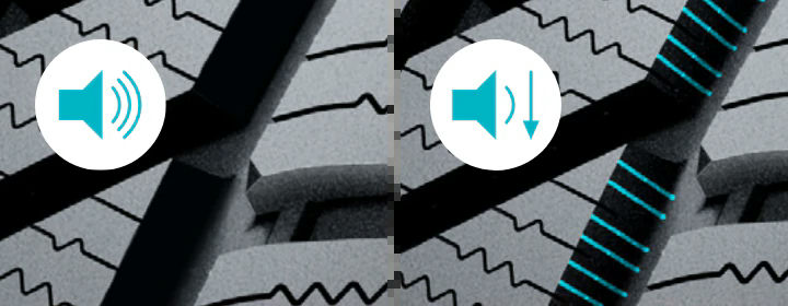 Technologie Noise Guard pneumatiky iON icept SUV použitá v drážkách účinně snižuje hlučnost dezénu při kontaktu s vozovkou díky rozšiřování plochy drážek..webp