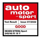 Test Auto Moto und Sport 2022 v rozměru 245/45 R19 - hodnocení Dobrá