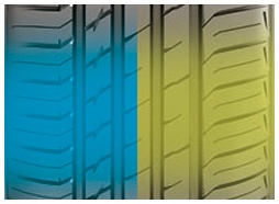 Vnitřní prvky běhounu pomáhají zajistit účinný odvod vody a vnější prvky běhounu nabízejí výjimečnou ovladatelnost pro dosažení optimálního jízdního výkonu.