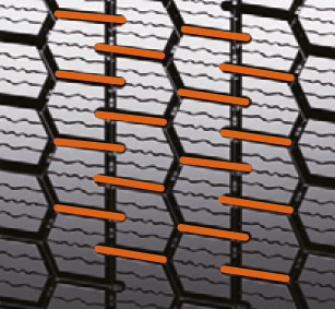 Směs běhounu odolná proti chladu a drážky dezénu zlepšují trakci na sněhu a ledu.