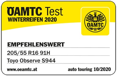 Test ÖAMTC 2020 - Doporučená v rozměru 205/55 R16