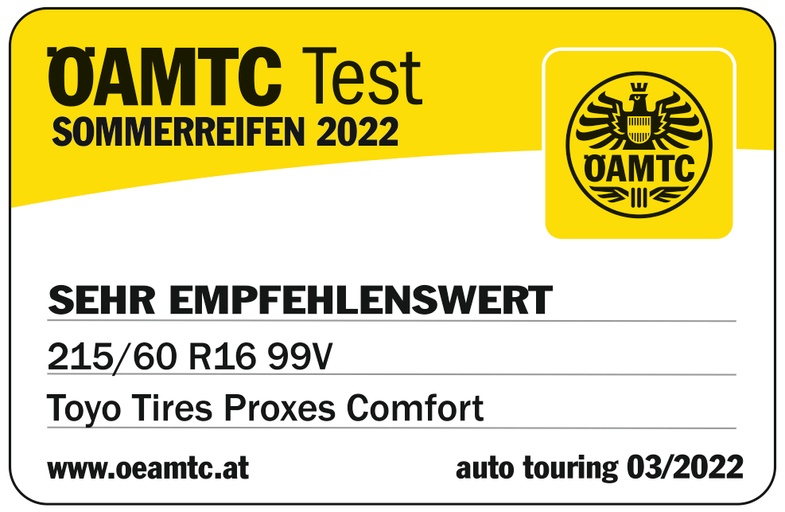 OAMTC test 2022 v rozměru 215/60 R16 - hodnocení Velice doporučená