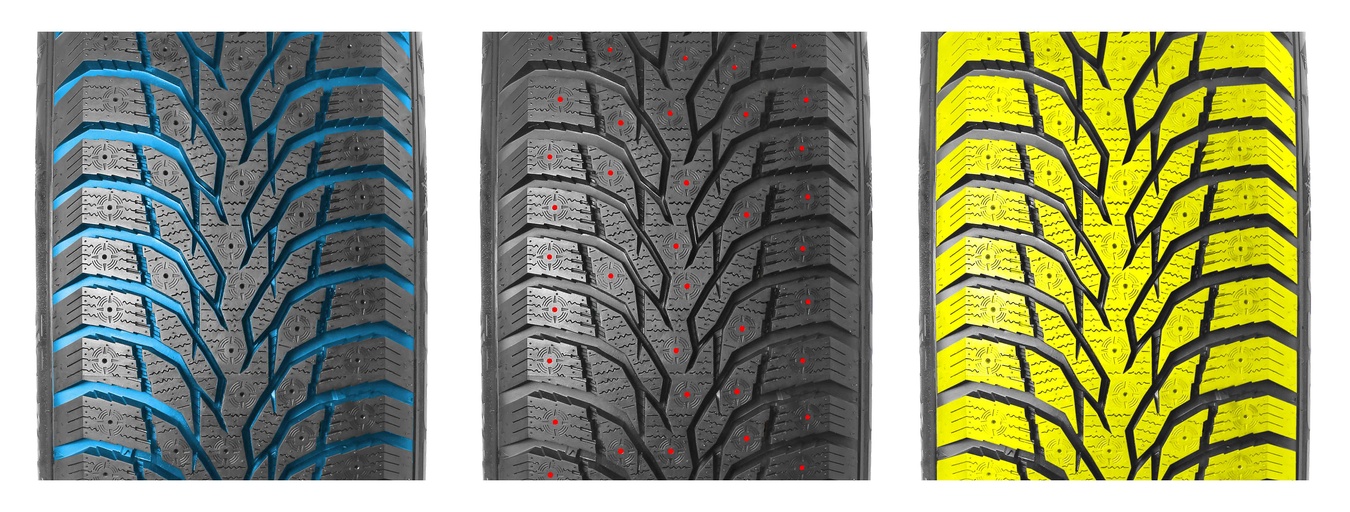 Konstrukce s vysokou hustotou hrotů - více než 50 hrotů na metr - zajišťuje lepší přilnavost pneumatiky na zledovatělých a zasněžených silnicích.