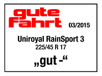 Test Gute Fahrt 2015 v rozměru 225/45 R17 - hodnocení Dobrá Test Gute Fahrt 2015 v rozměru 225/45 R17 - hodnocení Dobrá
