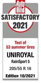 Test Auto Bild 2021 v rozměru 205/55 R16 - Uspokojivá