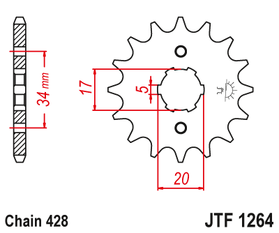 JT Sprockets ozubené kolo JTF1264.15