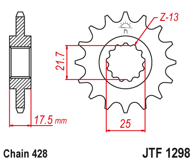JT SPROCKETS gear wheel JTF1298.17 (204817jt)