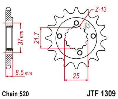 JT Sprockets ozubené kolo JTF1309.14 (35014JT)