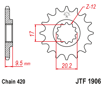 JT Sprockets ozubené kolo JTF1906.14 (700514JT)