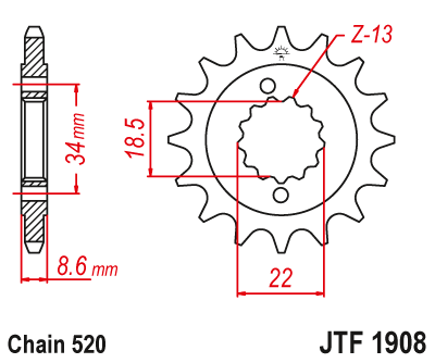 JT Sprockets ozubené kolo JTF1908.15