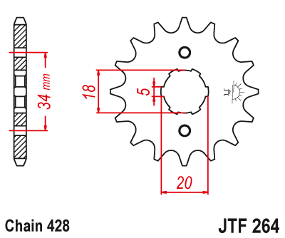 JT Sprockets ozubené kolo JTF264.15